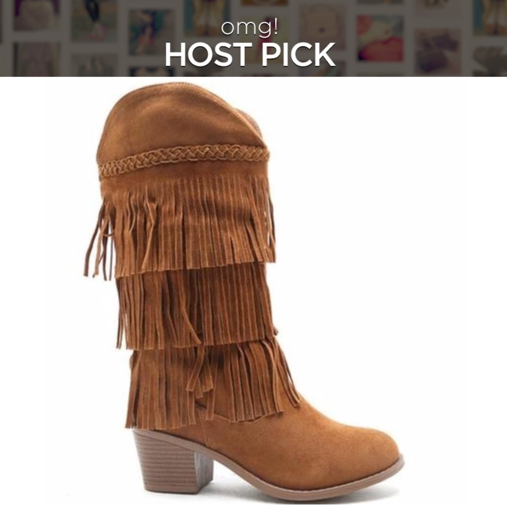 Mid-calf Fringe Camel Colored Boots-Host Pick!!